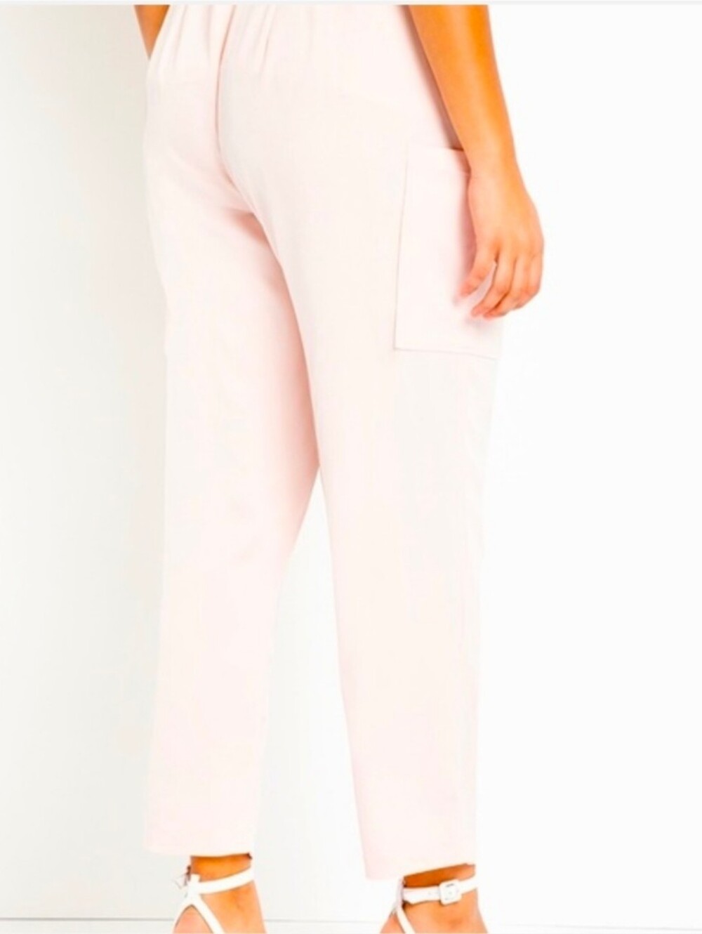 Eloquii Blush Pink Satin Cargo Pants Womens 18 Chic Feminine Modern Office Work - Picture 2 of 13